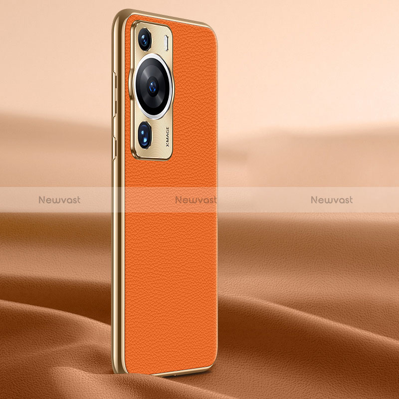 Soft Luxury Leather Snap On Case Cover JB2 for Huawei P60 Pro Orange