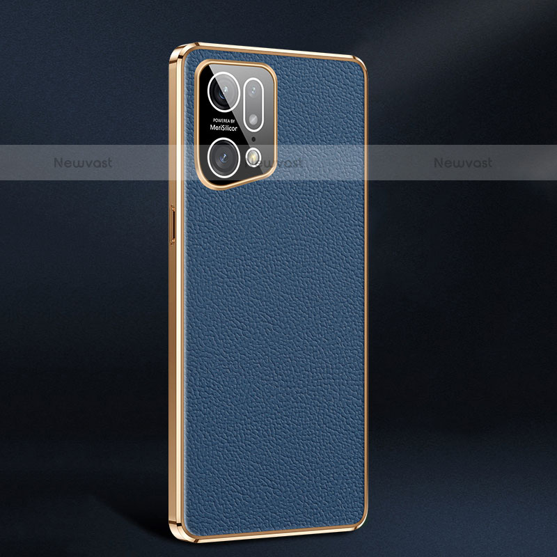 Soft Luxury Leather Snap On Case Cover JB2 for Oppo Find X5 Pro 5G Blue