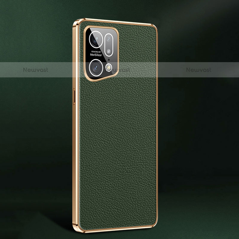 Soft Luxury Leather Snap On Case Cover JB2 for Oppo Find X5 Pro 5G Green