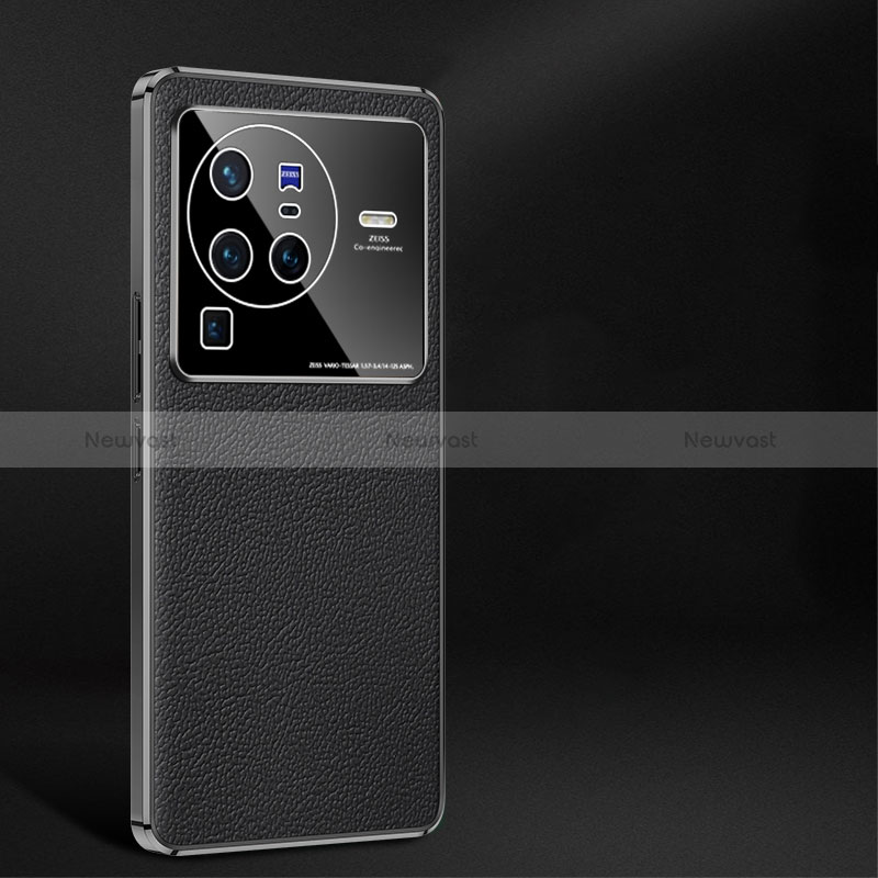 Soft Luxury Leather Snap On Case Cover JB2 for Vivo X80 Pro 5G Black