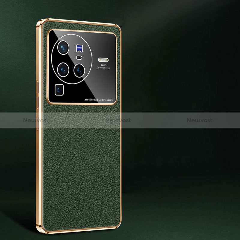 Soft Luxury Leather Snap On Case Cover JB2 for Vivo X80 Pro 5G Green
