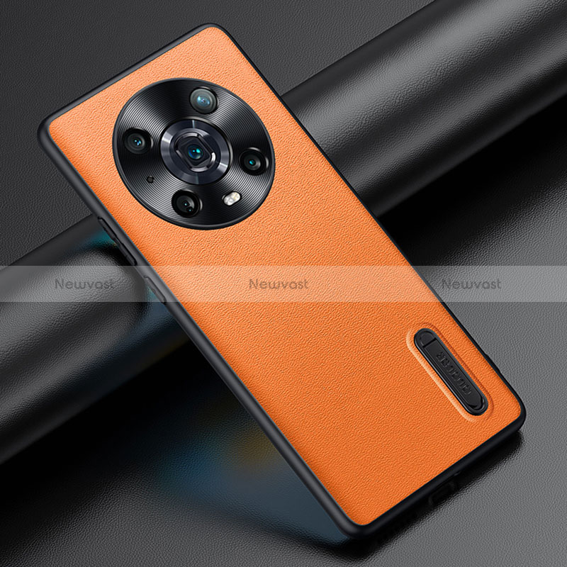 Soft Luxury Leather Snap On Case Cover JB3 for Huawei Honor Magic4 Pro 5G Orange