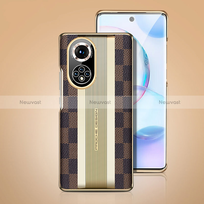 Soft Luxury Leather Snap On Case Cover JB4 for Huawei Nova 9 Brown