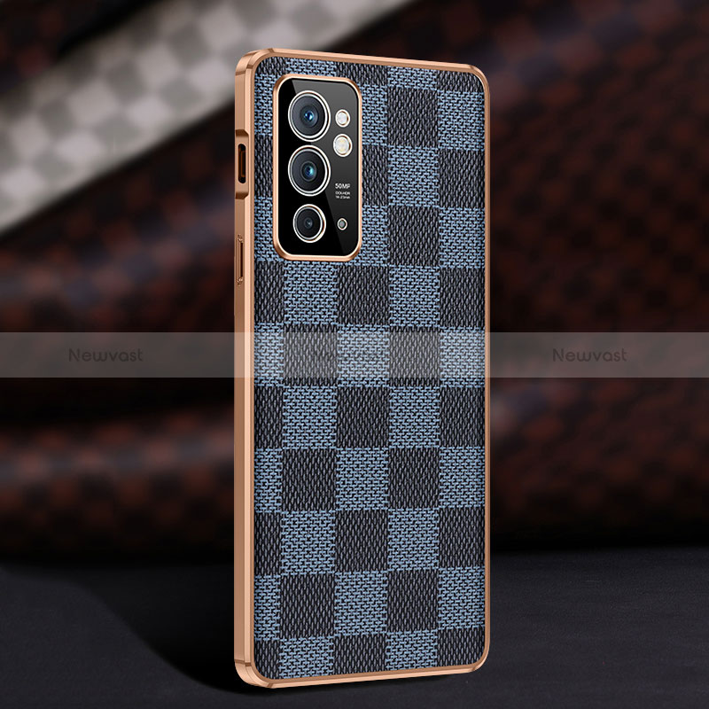 Soft Luxury Leather Snap On Case Cover JB4 for OnePlus 9RT 5G Blue