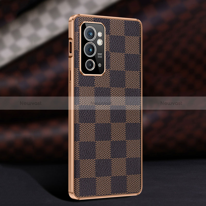 Soft Luxury Leather Snap On Case Cover JB4 for OnePlus 9RT 5G Brown