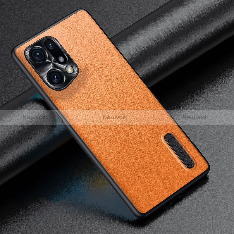 Soft Luxury Leather Snap On Case Cover JB4 for Oppo Find X5 5G Orange