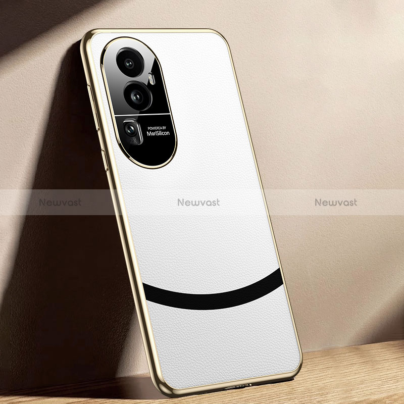 Soft Luxury Leather Snap On Case Cover JB4 for Oppo Reno10 Pro+ Plus 5G White