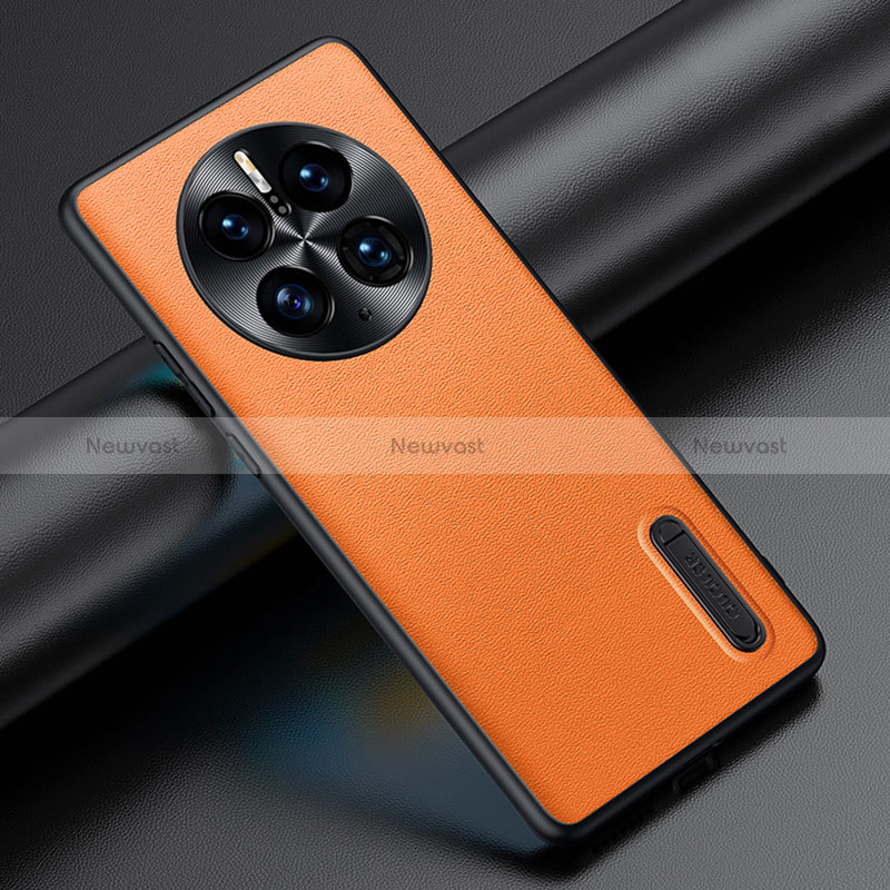 Soft Luxury Leather Snap On Case Cover JB5 for Huawei Mate 50 Orange