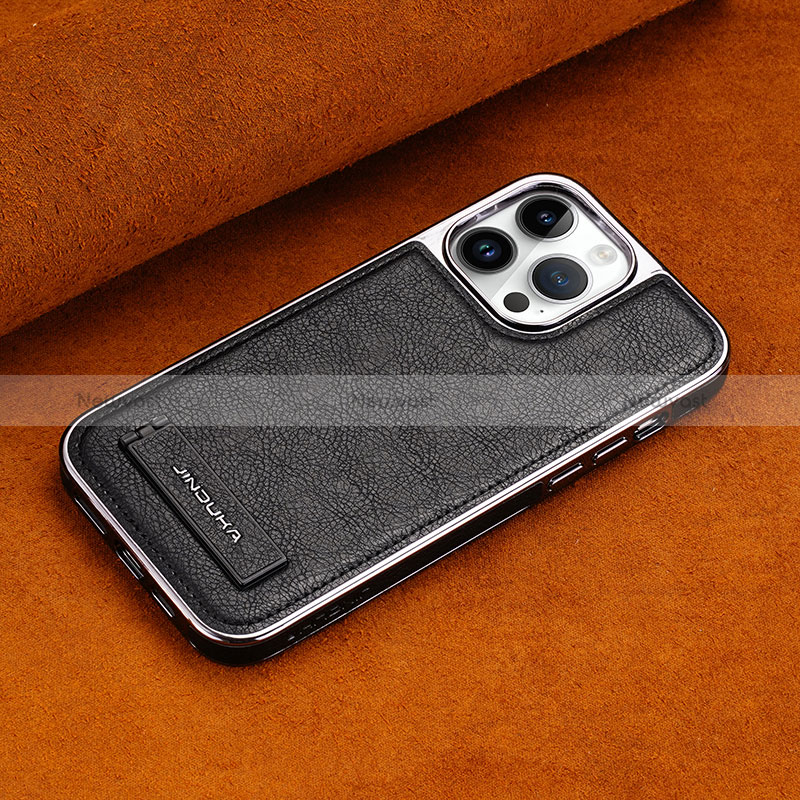 Soft Luxury Leather Snap On Case Cover JD2 for Apple iPhone 15 Pro Black