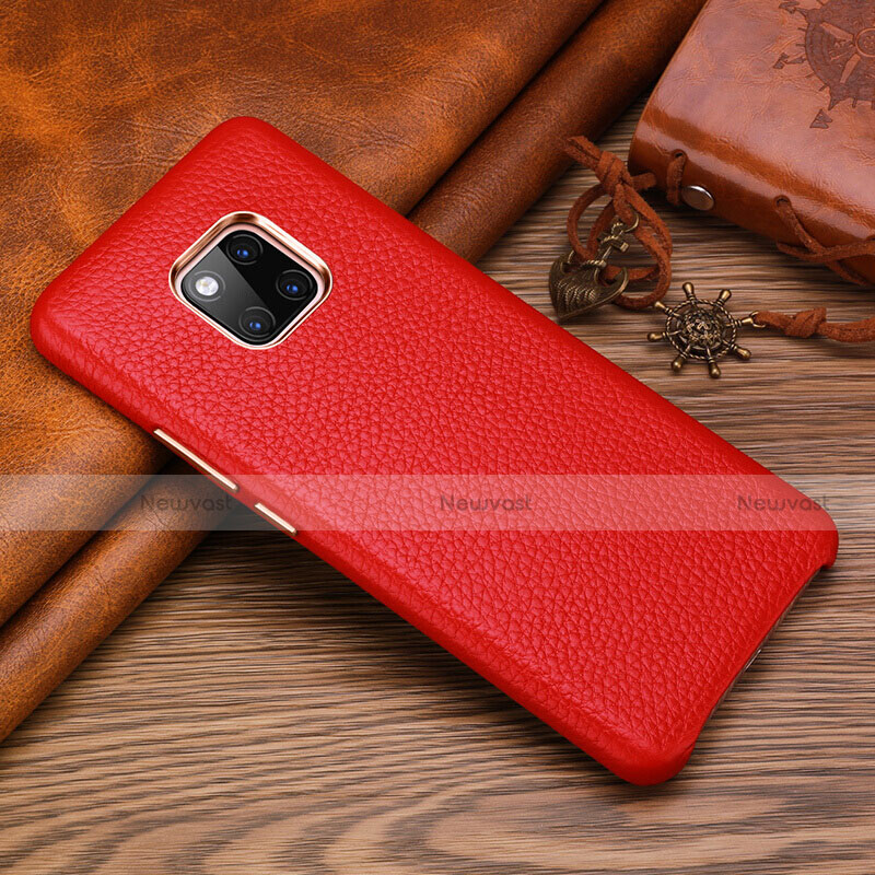 Soft Luxury Leather Snap On Case Cover L01 for Huawei Mate 20 RS Red