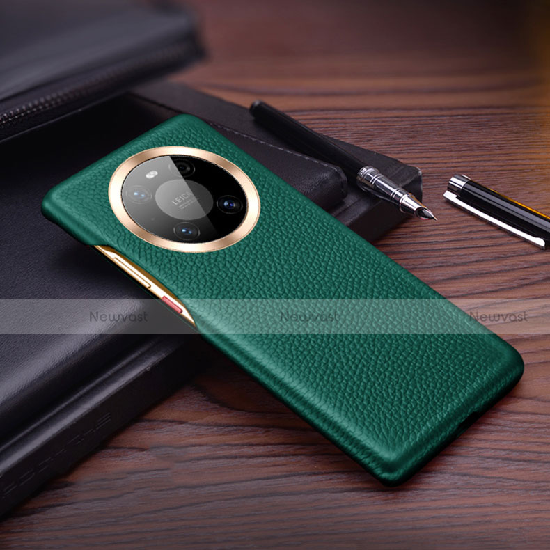 Soft Luxury Leather Snap On Case Cover L01 for Huawei Mate 40 Pro Green