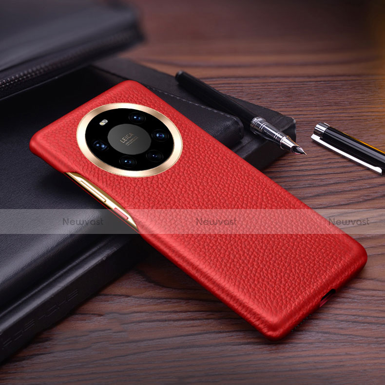 Soft Luxury Leather Snap On Case Cover L01 for Huawei Mate 40 Pro+ Plus Red