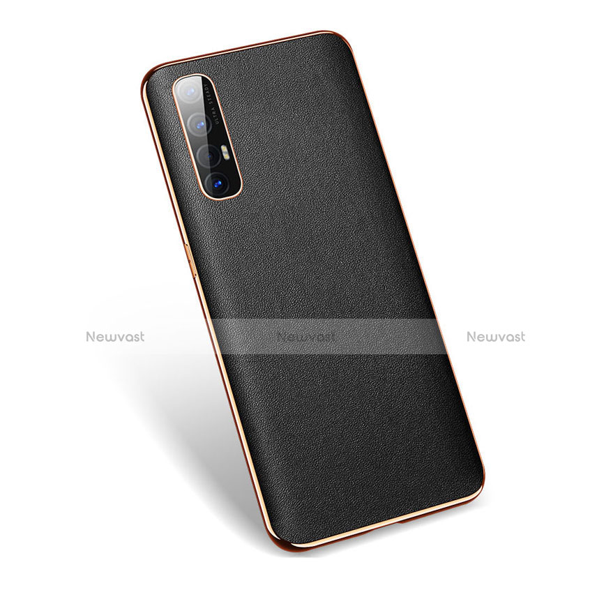 Soft Luxury Leather Snap On Case Cover L01 for Oppo Reno3 Pro Black