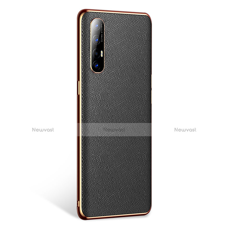 Soft Luxury Leather Snap On Case Cover L02 for Oppo Reno3 Pro Black