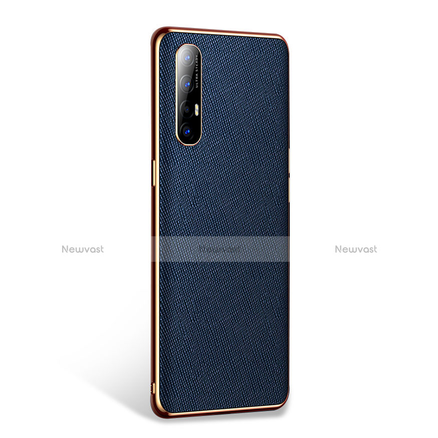 Soft Luxury Leather Snap On Case Cover L02 for Oppo Reno3 Pro Blue