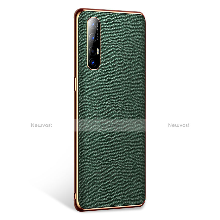 Soft Luxury Leather Snap On Case Cover L02 for Oppo Reno3 Pro Green