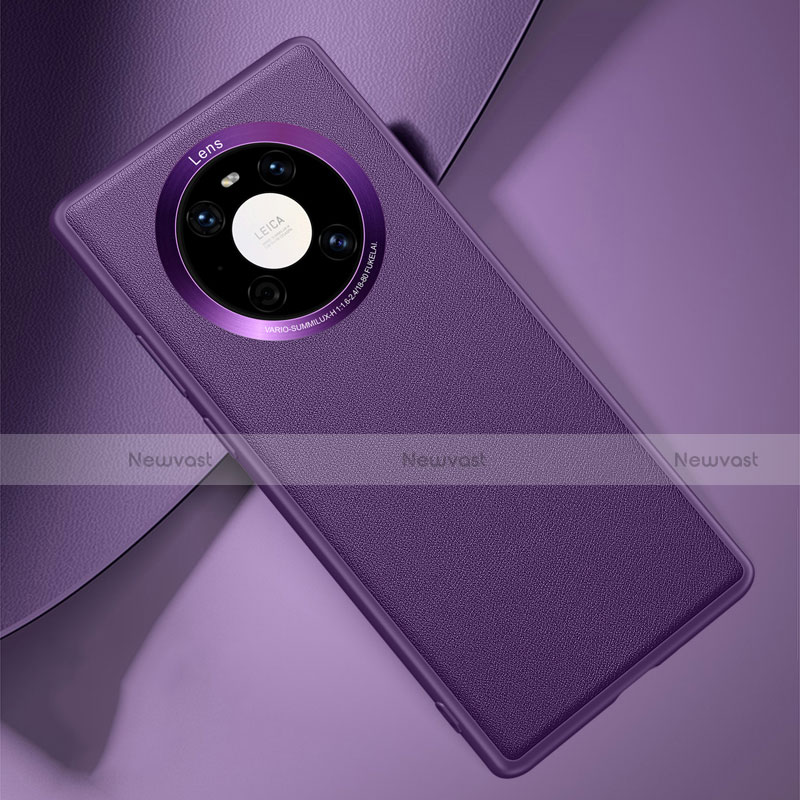 Soft Luxury Leather Snap On Case Cover L03 for Huawei Mate 40 Purple