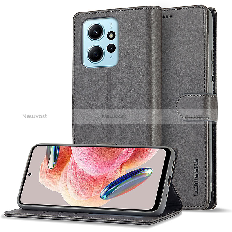 Soft Luxury Leather Snap On Case Cover LC1 for Xiaomi Redmi Note 12 4G Gray