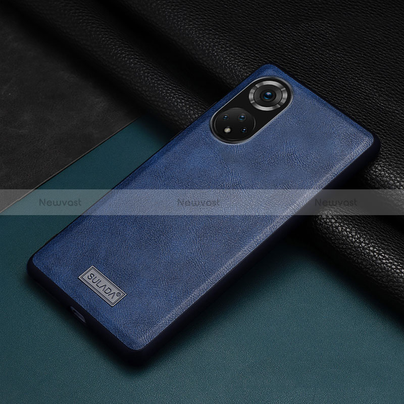 Soft Luxury Leather Snap On Case Cover LD1 for Huawei Honor 50 5G Blue