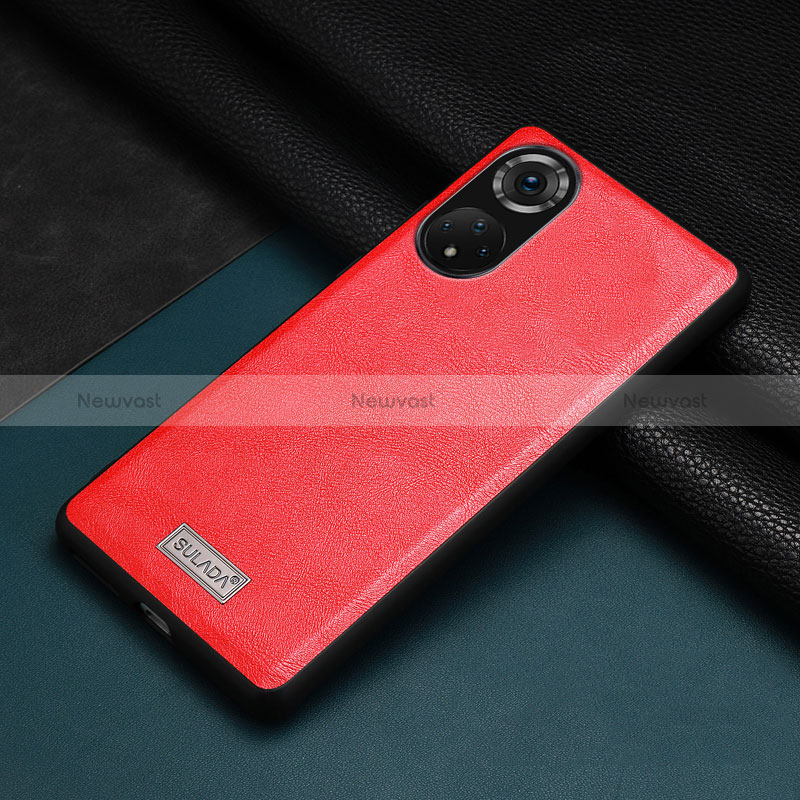 Soft Luxury Leather Snap On Case Cover LD1 for Huawei Honor 50 5G Red