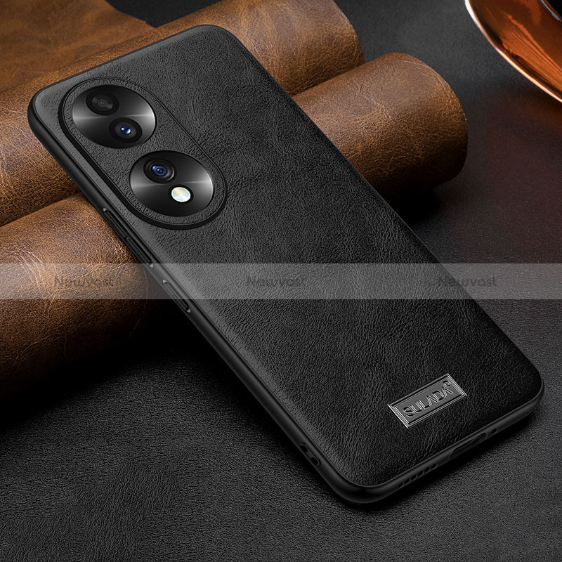 Soft Luxury Leather Snap On Case Cover LD1 for Huawei Honor 70 5G Black