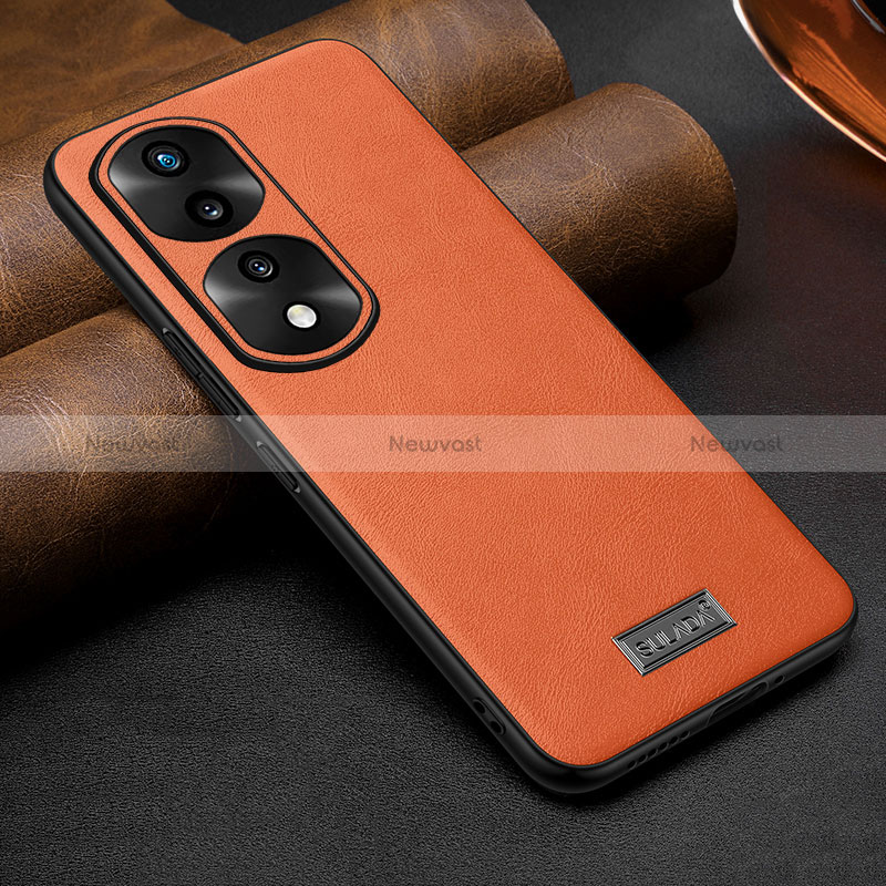 Soft Luxury Leather Snap On Case Cover LD1 for Huawei Honor 70 Pro+ Plus 5G Orange