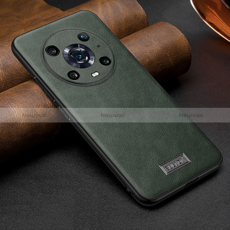 Soft Luxury Leather Snap On Case Cover LD1 for Huawei Honor Magic4 Pro 5G Green