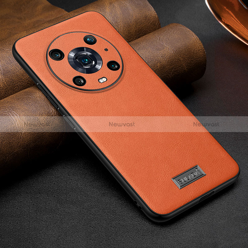 Soft Luxury Leather Snap On Case Cover LD1 for Huawei Honor Magic4 Pro 5G Orange