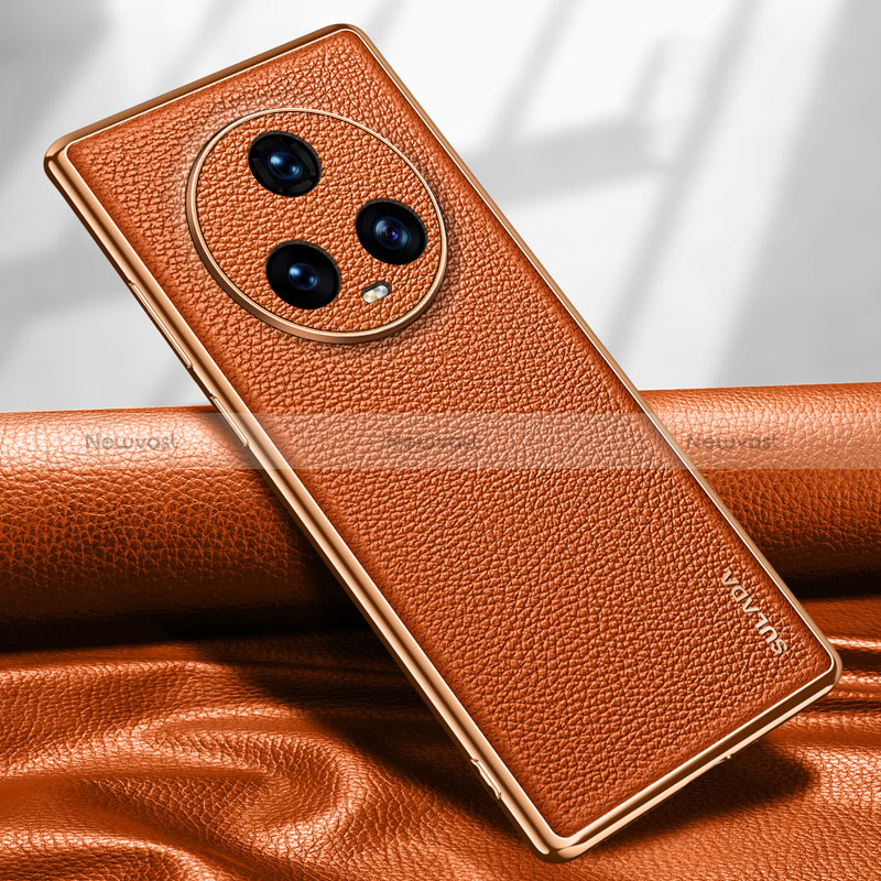 Soft Luxury Leather Snap On Case Cover LD1 for Huawei Honor Magic5 5G Orange