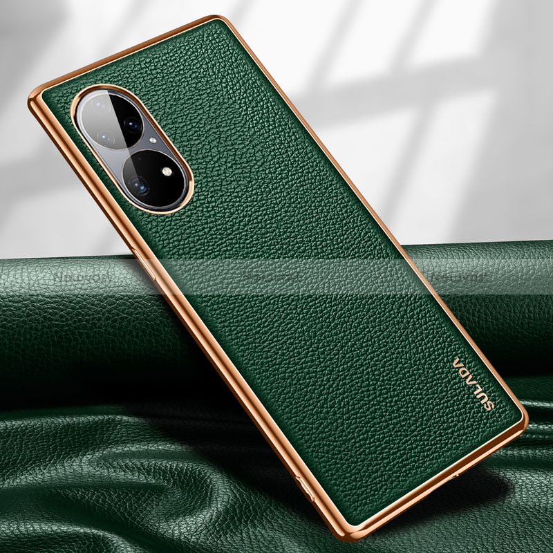 Soft Luxury Leather Snap On Case Cover LD1 for Huawei P50e Green