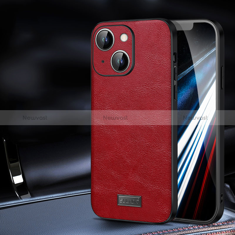 Soft Luxury Leather Snap On Case Cover LD2 for Apple iPhone 14 Plus Red