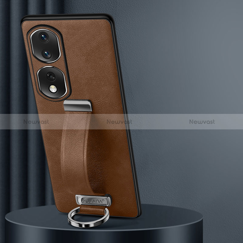 Soft Luxury Leather Snap On Case Cover LD2 for Huawei Honor 80 Pro 5G Brown