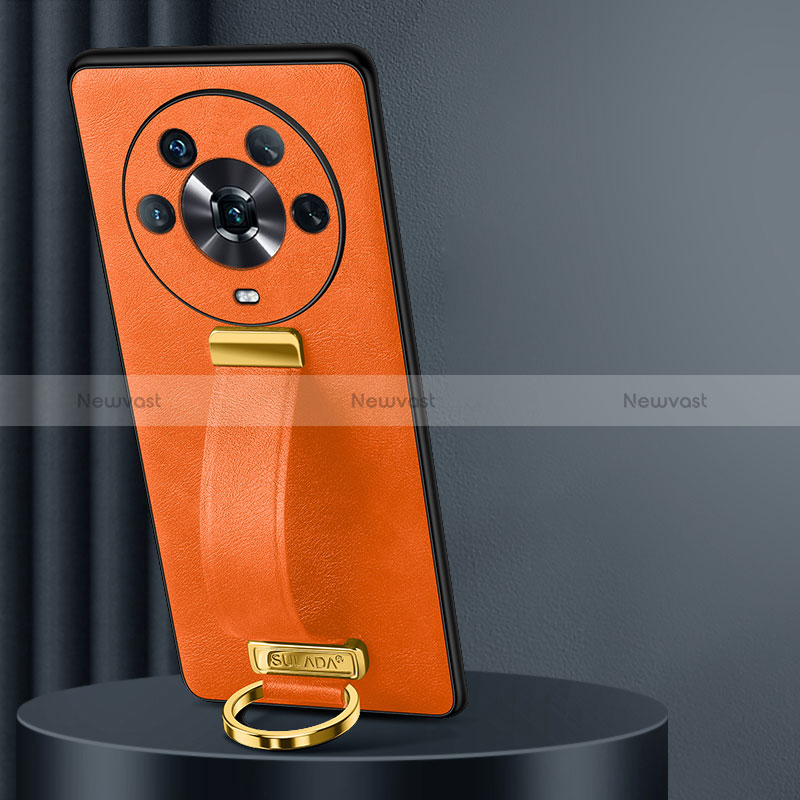 Soft Luxury Leather Snap On Case Cover LD2 for Huawei Honor Magic4 5G Orange