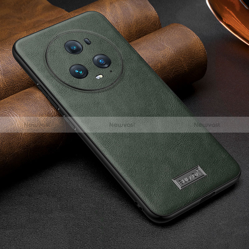 Soft Luxury Leather Snap On Case Cover LD2 for Huawei Honor Magic5 Pro 5G Green