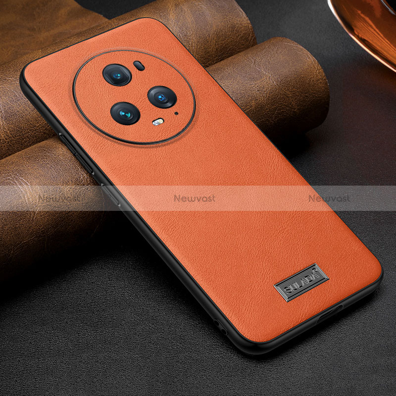 Soft Luxury Leather Snap On Case Cover LD2 for Huawei Honor Magic5 Pro 5G Orange