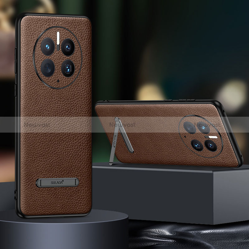 Soft Luxury Leather Snap On Case Cover LD2 for Huawei Mate 50 Brown