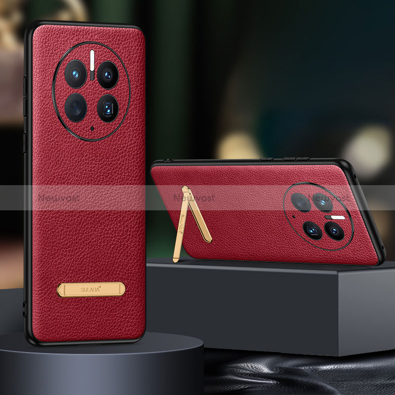 Soft Luxury Leather Snap On Case Cover LD2 for Huawei Mate 50 Pro Red