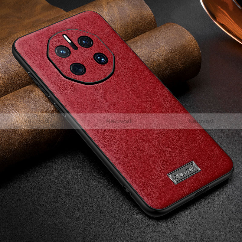 Soft Luxury Leather Snap On Case Cover LD2 for Huawei Mate 50 RS Red