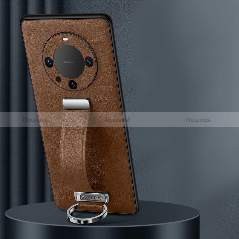 Soft Luxury Leather Snap On Case Cover LD2 for Huawei Mate 60 Pro Brown