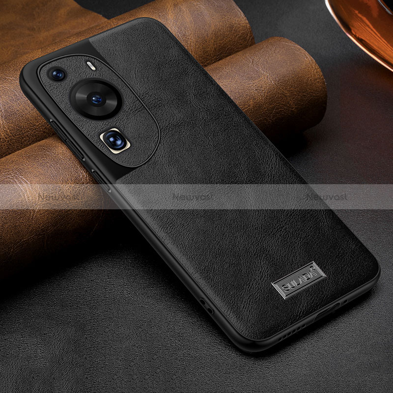 Soft Luxury Leather Snap On Case Cover LD2 for Huawei P60 Art Black