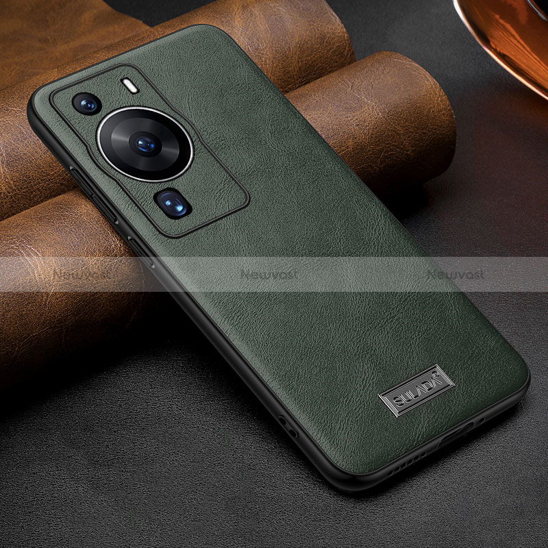 Soft Luxury Leather Snap On Case Cover LD2 for Huawei P60 Green