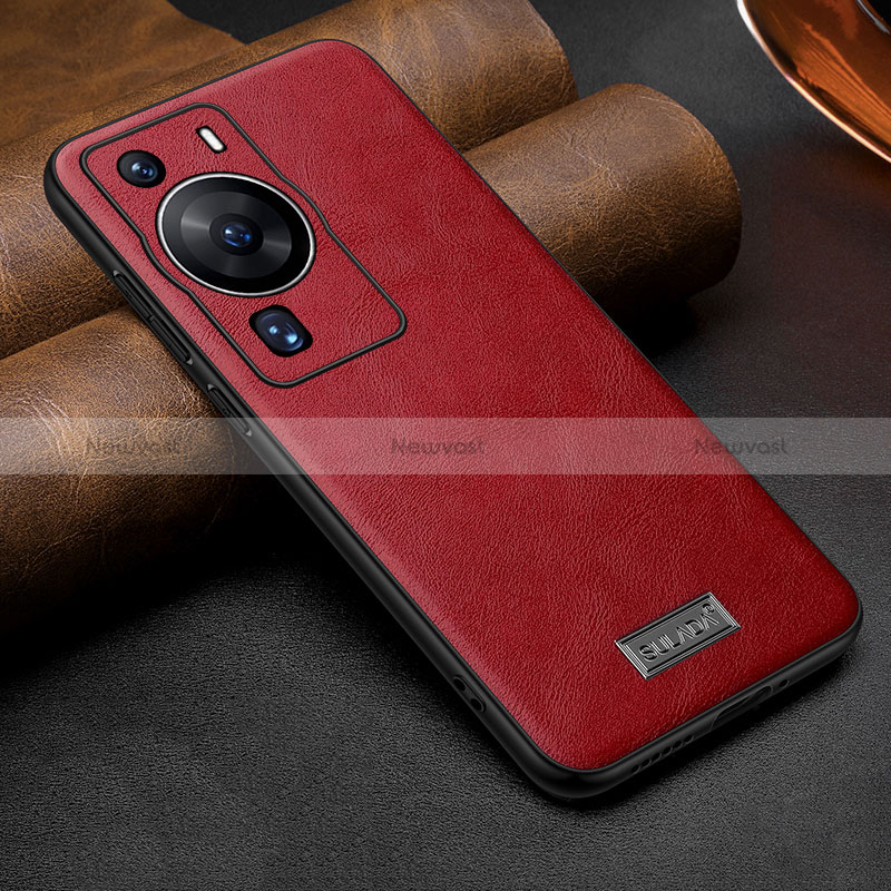 Soft Luxury Leather Snap On Case Cover LD2 for Huawei P60 Pro Red