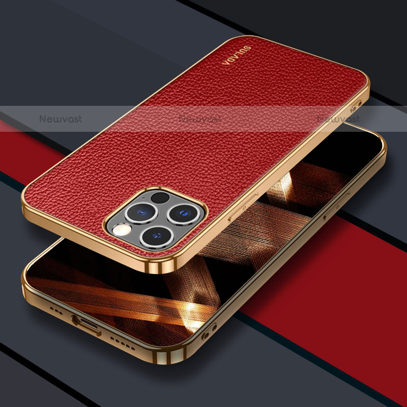 Soft Luxury Leather Snap On Case Cover LD3 for Apple iPhone 14 Pro Red