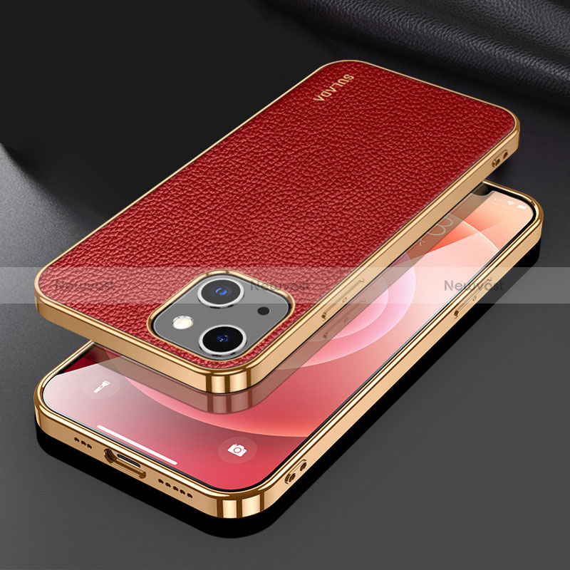 Soft Luxury Leather Snap On Case Cover LD3 for Apple iPhone 14 Red