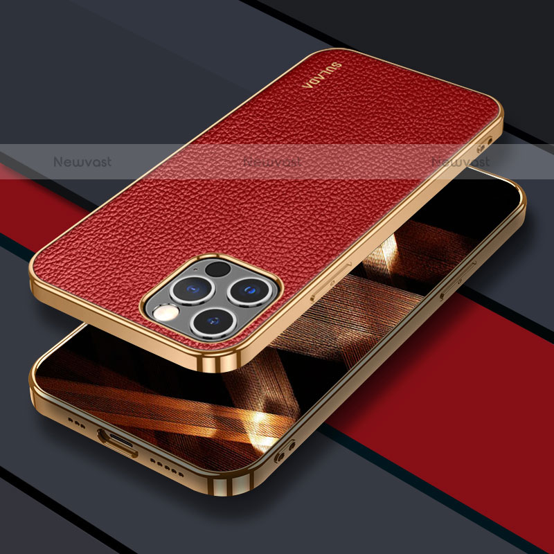 Soft Luxury Leather Snap On Case Cover LD3 for Apple iPhone 15 Pro Max Red
