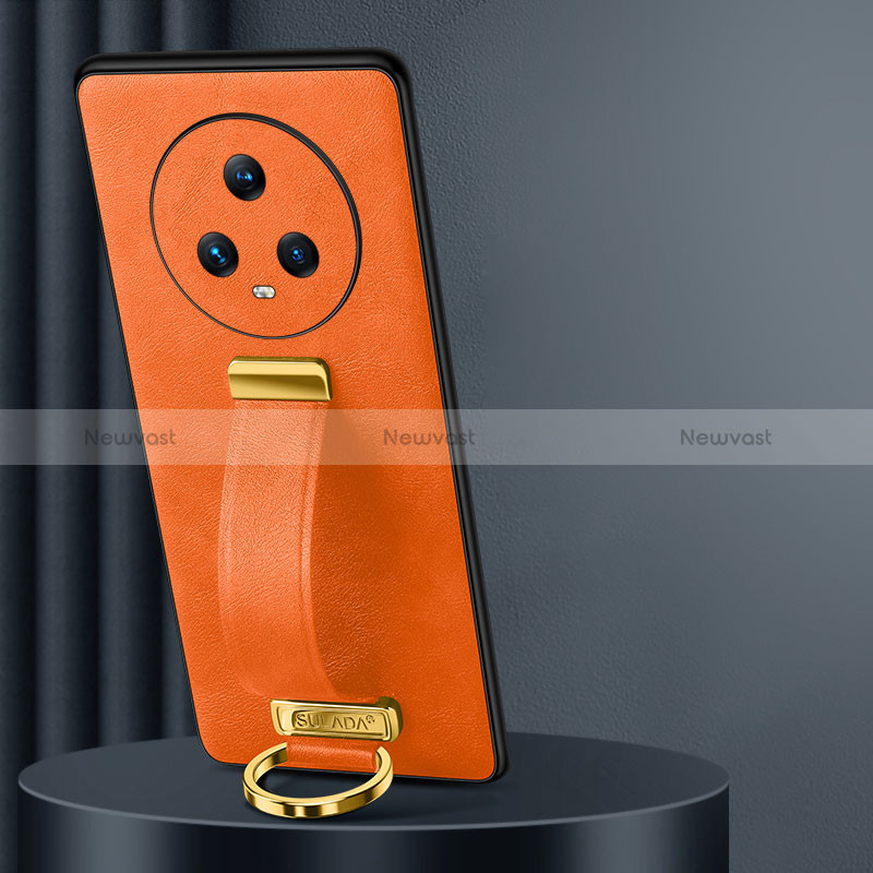 Soft Luxury Leather Snap On Case Cover LD3 for Huawei Honor Magic5 5G Orange