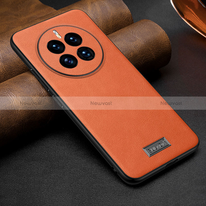 Soft Luxury Leather Snap On Case Cover LD3 for Huawei Mate 50E Orange