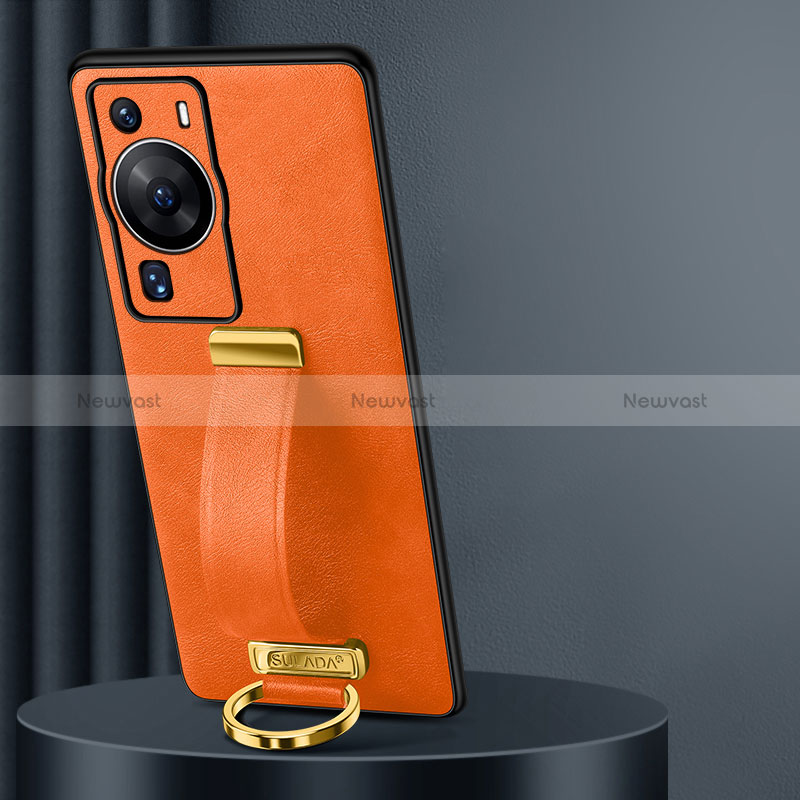 Soft Luxury Leather Snap On Case Cover LD3 for Huawei P60 Orange