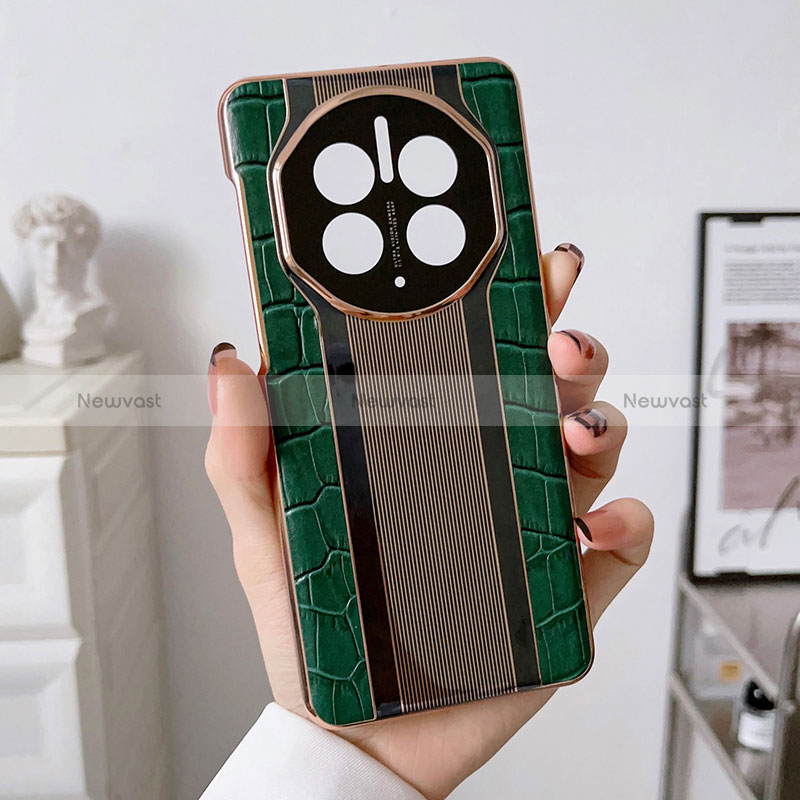 Soft Luxury Leather Snap On Case Cover LF3 for Huawei Mate 50 Green