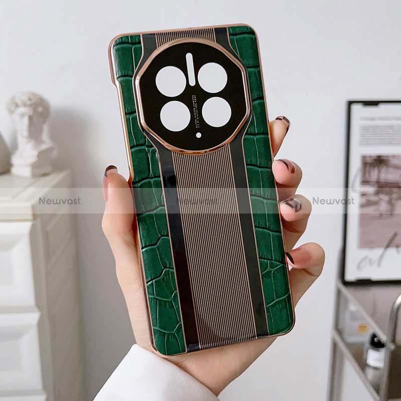 Soft Luxury Leather Snap On Case Cover LF3 for Huawei Mate 50 Pro Green